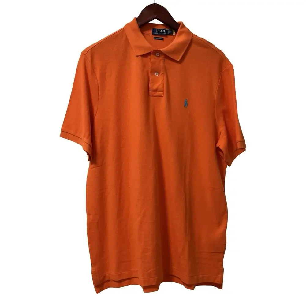 Polo Ralph Lauren Mens Classic Fit Polo Shirt Size L Orange Golf Preppy Academia